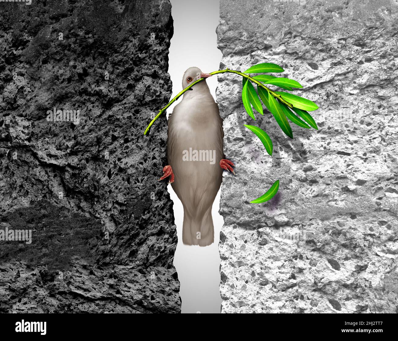 Friedenskrisenkonzept als Symbol des diplomatischen Kampfes und in einer Sackgasse für Konfliktverhandlungen festgefahren und Krieg als globales Problem zu vermeiden. Stockfoto