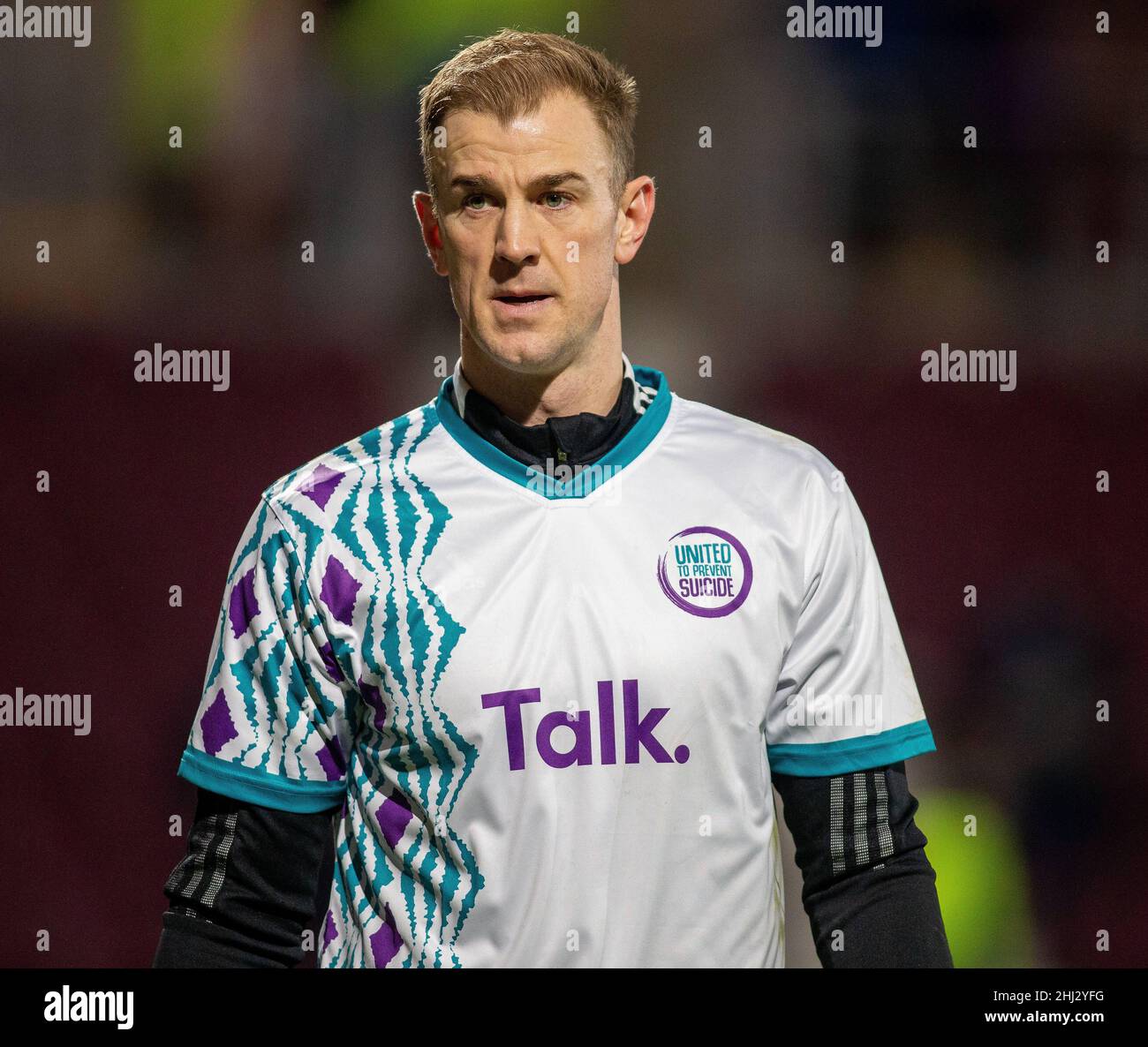 Tynecastle Park, Edinburgh, Großbritannien. 26th Januar 2022. Schottischer Premier League-Fußball, Heart of Midlothian gegen Celtic FC; Joe Hart von Celtic trägt das „United to Prevent Suicide“-Shirt Kredit: Action Plus Sports/Alamy Live News Stockfoto