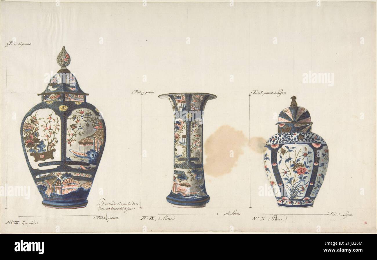 Design für drei Vasen ca. 1770–85 Anonym, Französisch, 18th Jahrhundert Französisch. Entwurf für drei Vasen 344055 Stockfoto