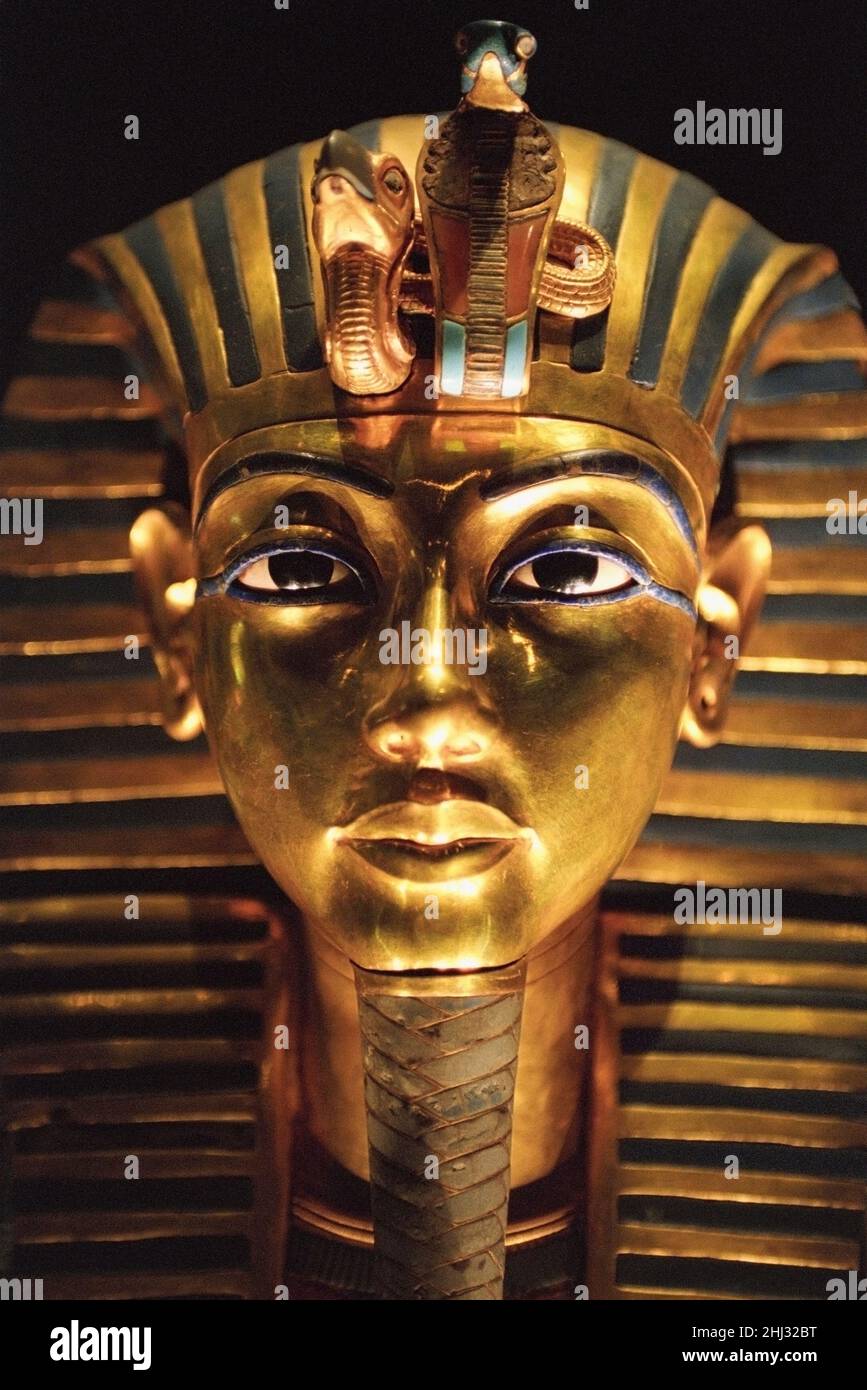 Goldene Maske des Königs Tutanchamun, Museum der ägyptischen Altertümer, Kairo, Ägypten Stockfoto