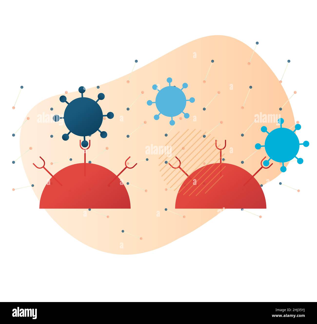 Neues Coronavirus - SARS-CoV-2 - Spike Protein Mutation - Symbol als EPS 10 Datei Stock Vektor Neues Coronavirus - SARS-CoV-2 - Spike Protein Mutation - Symbol als EPS 10 Datei Stock Vektor