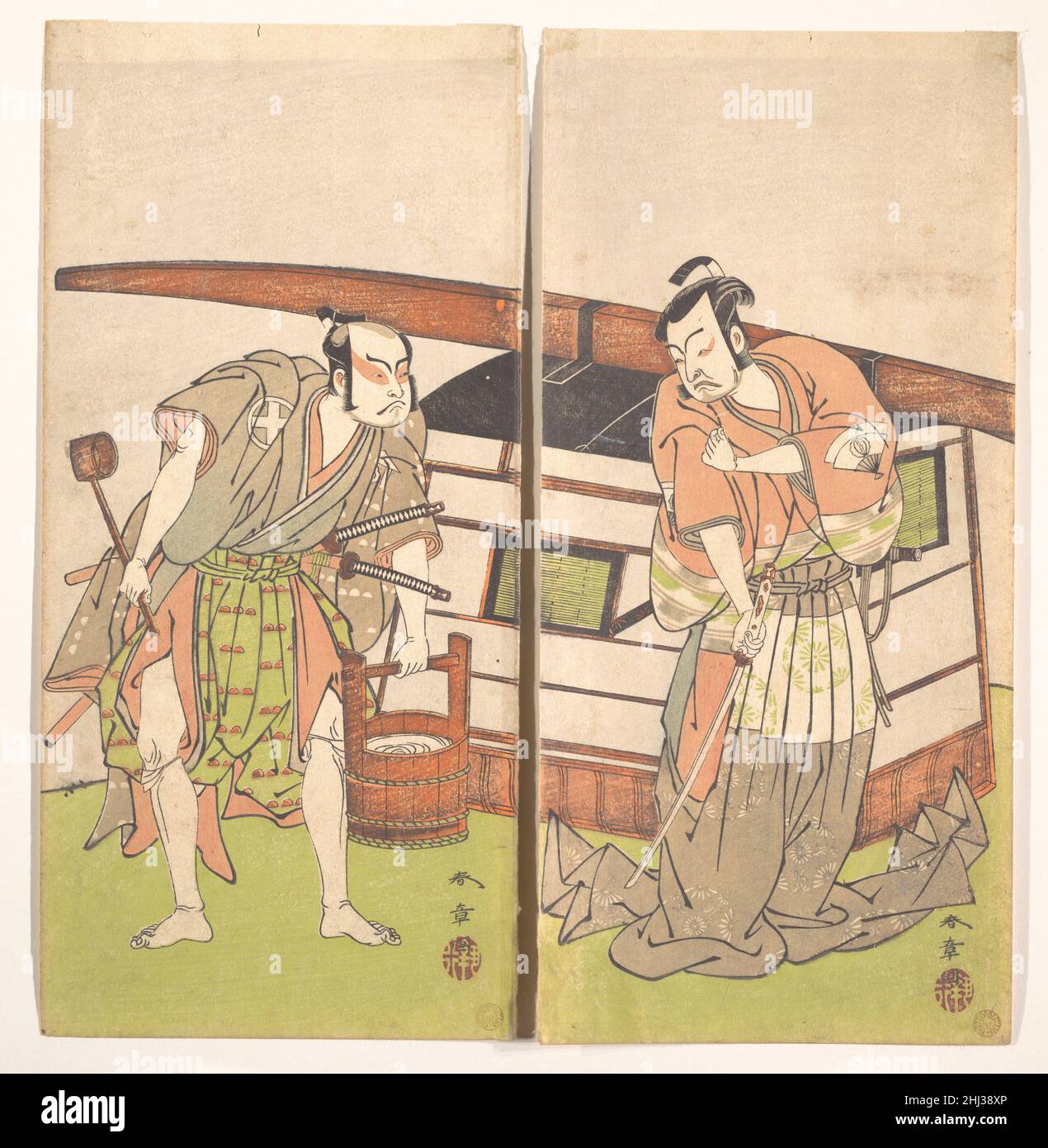 Der Schauspieler Otani Hiroji III und der Schauspieler Onoe Kikugoro I Ca. 1778 Katsukawa Shunshō 勝川春章 Japanisch. Der Schauspieler Otani Hiroji III und der Schauspieler Onoe Kikugoro I 36464 Stockfoto