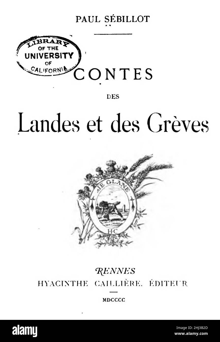 Sébillot - Contes des landes et des grèves (Seite 10). Stockfoto