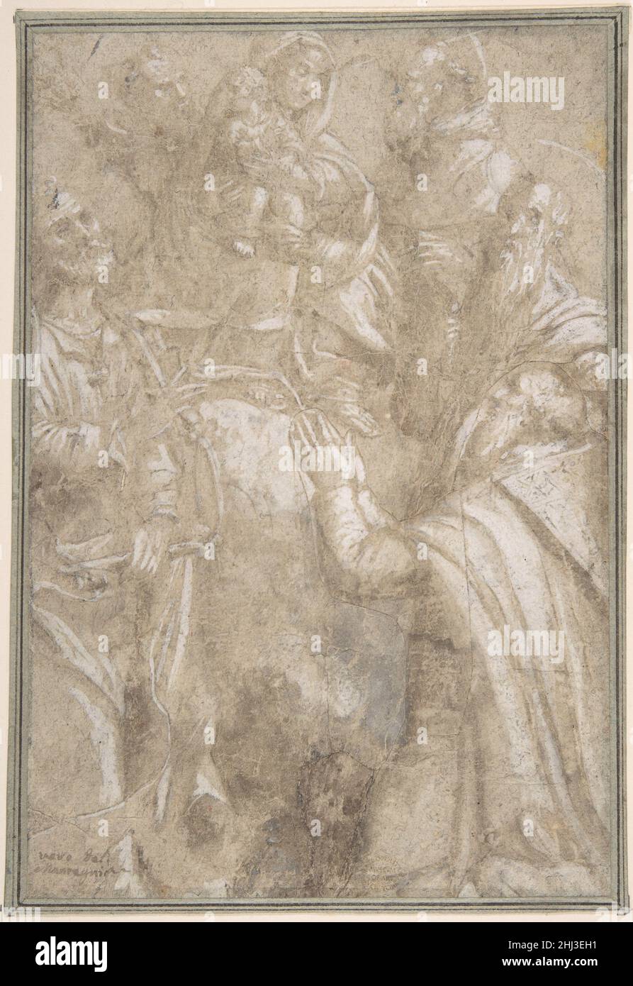 Anbetung der Madonna mit Kind 1400–1600 Anonym, italienisch, 15th bis 16th Jahrhundert Italienisch. Anbetung der Madonna und des Kindes 342057 Stockfoto