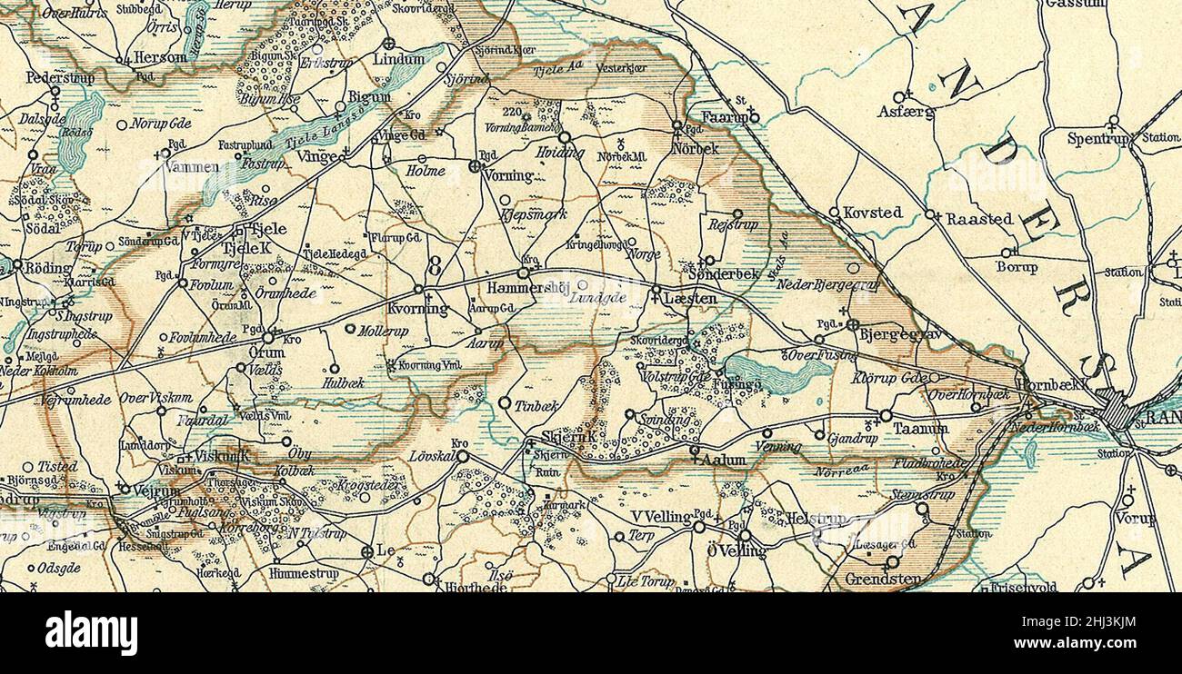 Sønderlyng Herred-Viborg Amt oest. Stockfoto