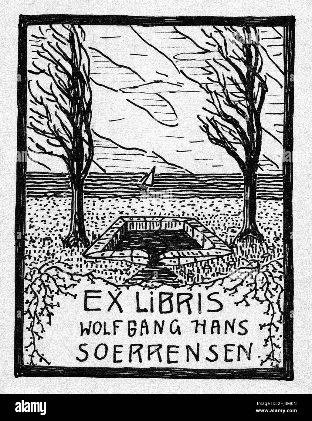 Sörrensen, Wolfgang Hans – Ex libris (eigenes) – 1900er oder 1910er Jahre. Stockfoto