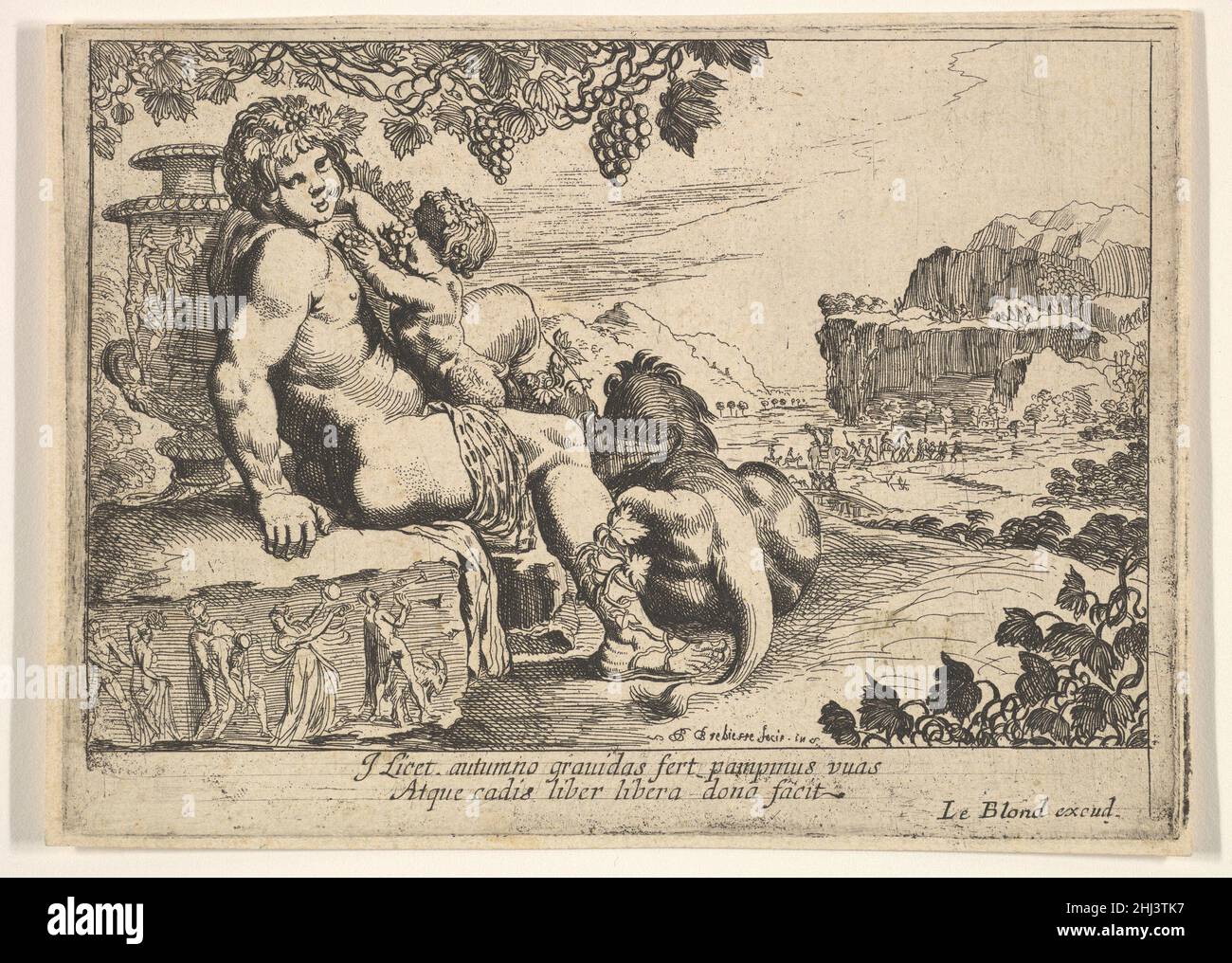 Bacchus, Satyr und Lion 1610–42 Pierre Brebiette Französisch. Bacchus, Satyr und Lion 334275 Stockfoto