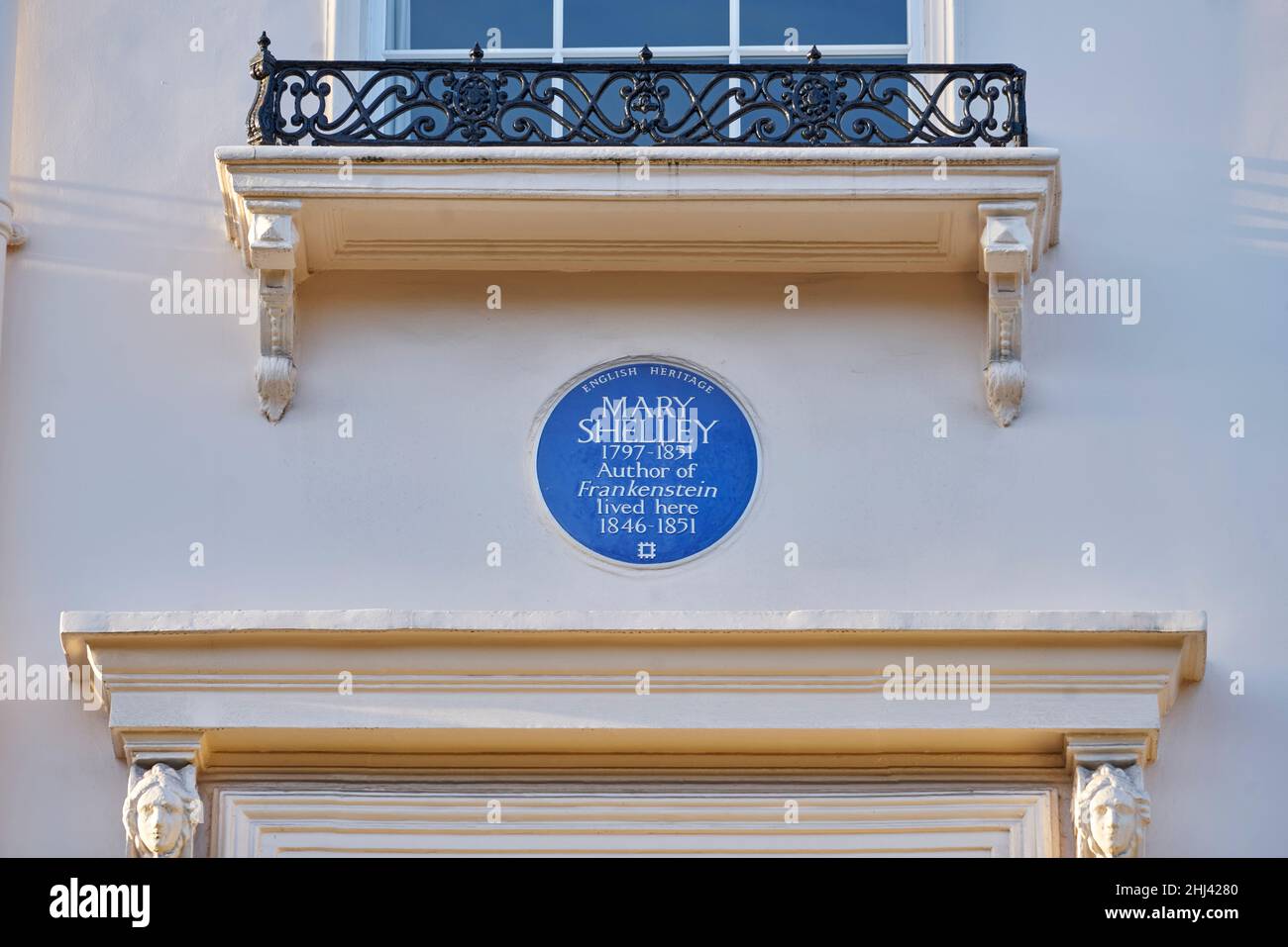 Mary shelley House und blaue Plakette am Chester Square Stockfoto