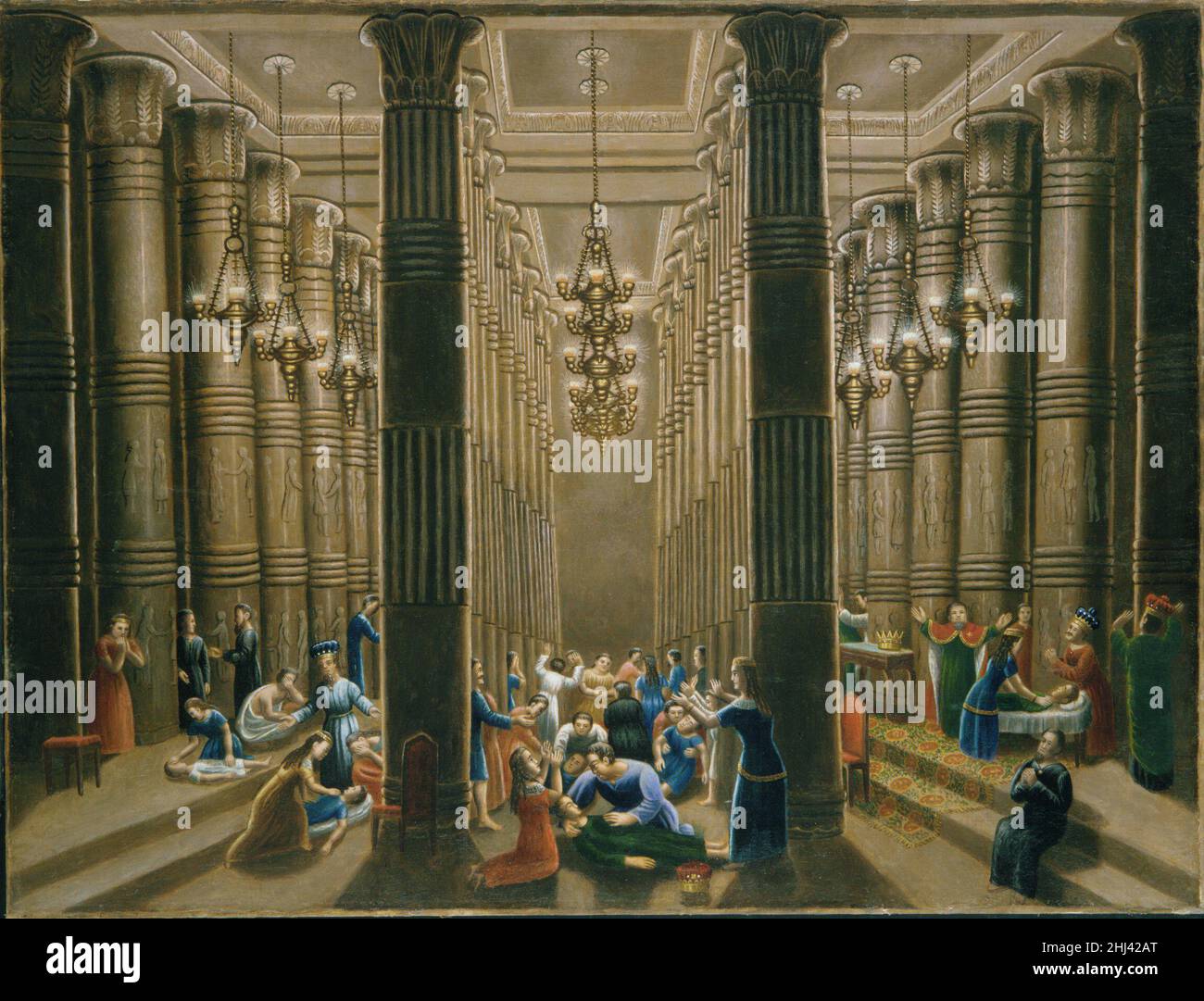 Der Tod des Erstgeborenen 1865–80 Erastus Salisbury Field American. Der Tod des Erstgeborenen 10878 Stockfoto