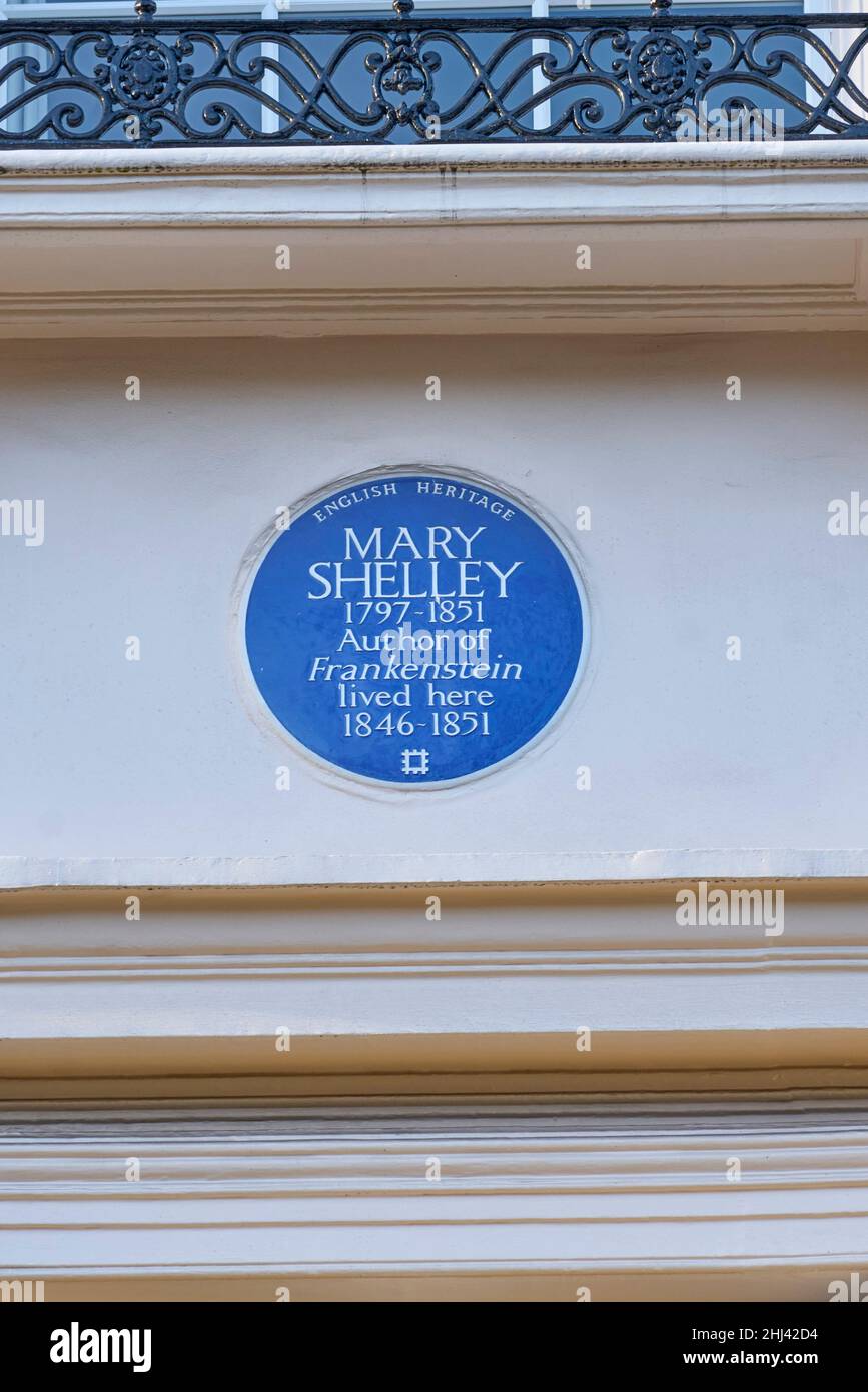 Mary shelley House und blaue Plakette am Chester Square Stockfoto