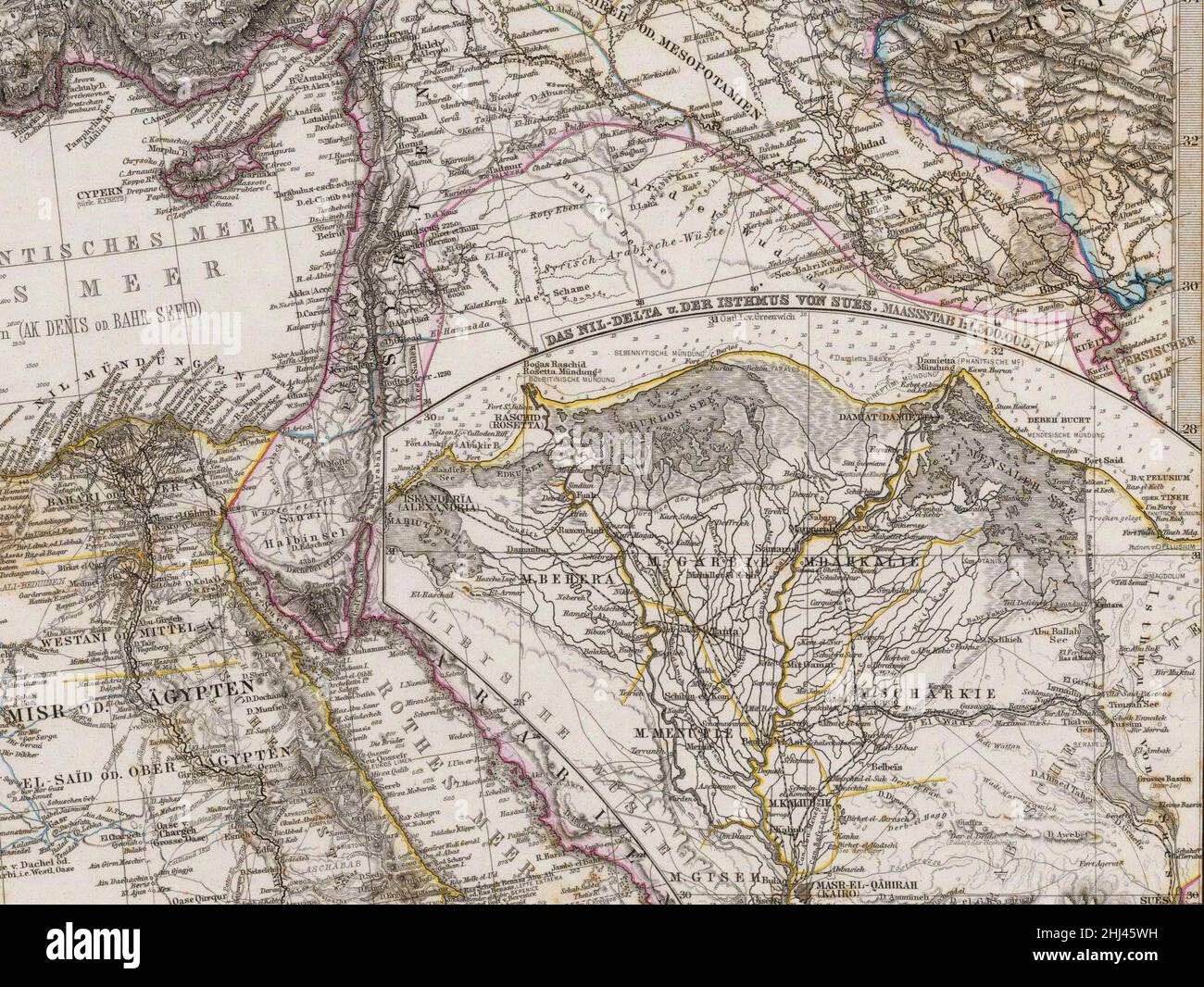 Stieler, Adolf. Das Mittellandische Meer Und Nord-Afrika. 1875 B. Stockfoto