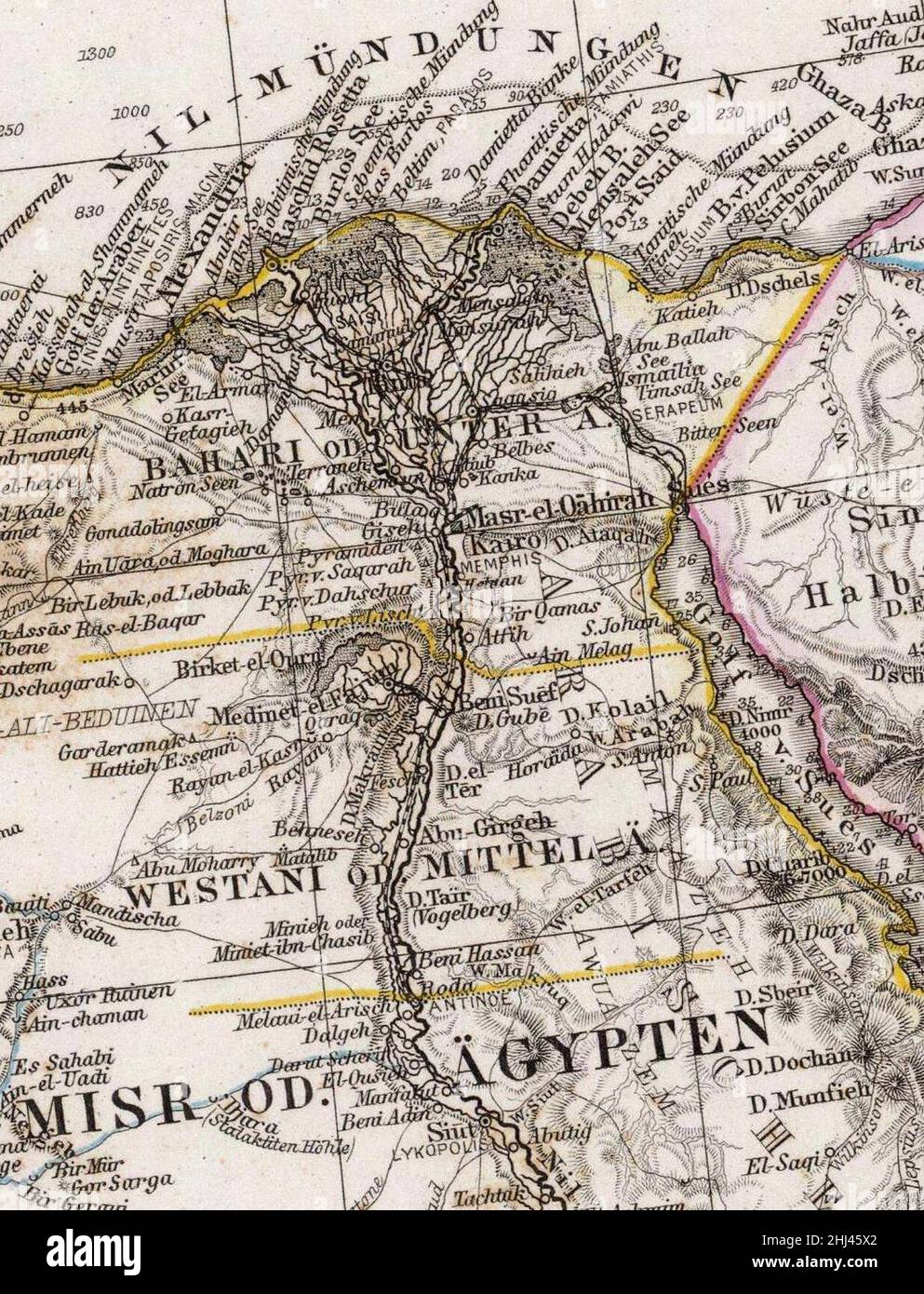 Stieler, Adolf. Das Mittellandische Meer Und Nord-Afrika. 1875 BE. Stockfoto