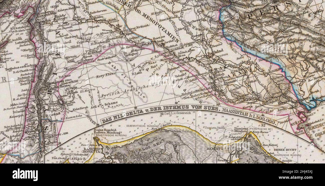 Stieler, Adolf. Das Mittellandische Meer Und Nord-Afrika. 1875 BF. Stockfoto