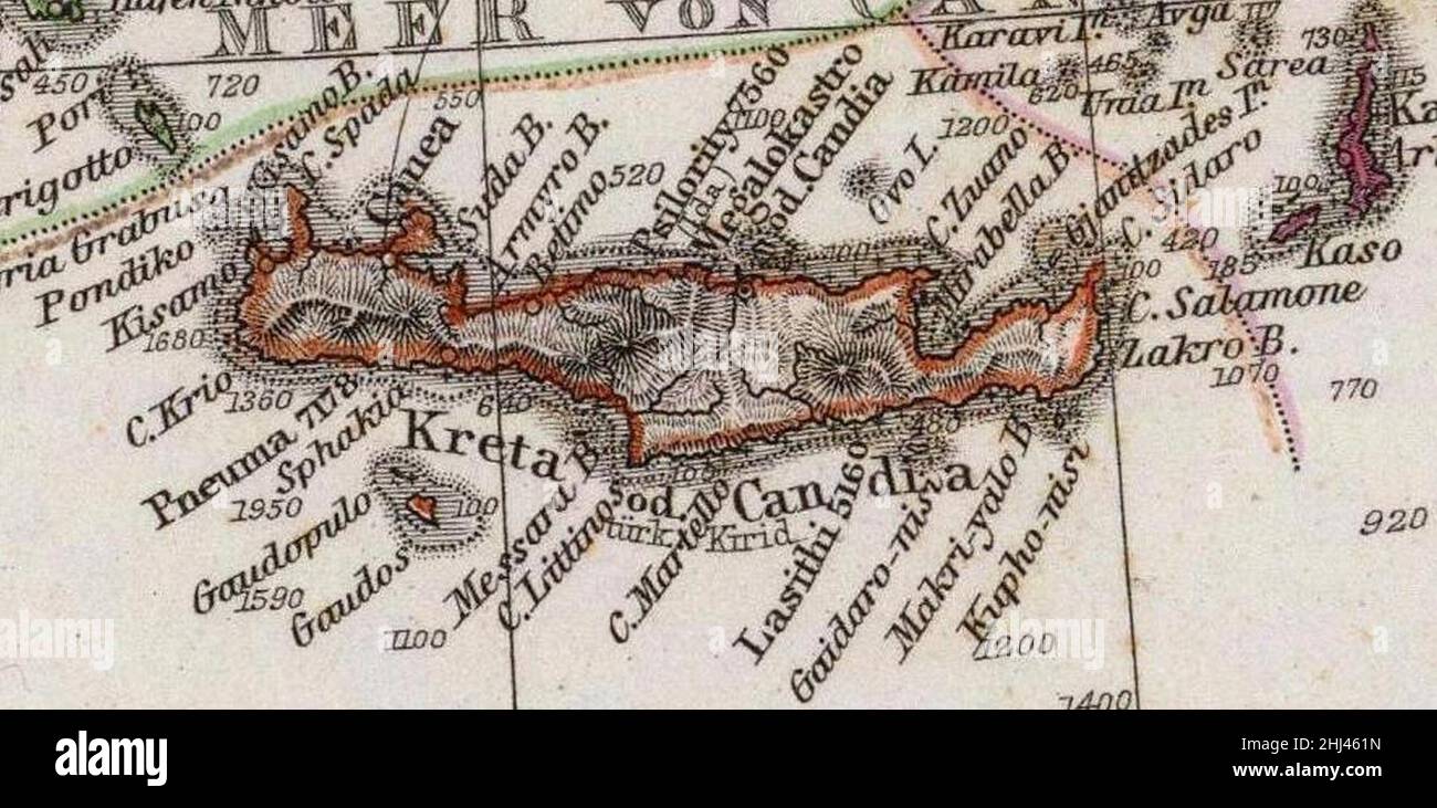 Stieler, Adolf. Das Mittellandische Meer Und Nord-Afrika. 1875 FD. Stockfoto