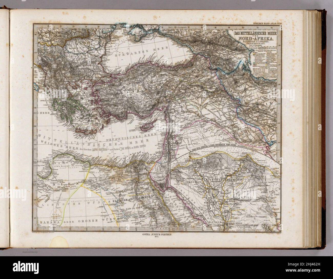 Stieler, Adolf. Das Mittellandische Meer Und Nord-Afrika. 1875. Stockfoto