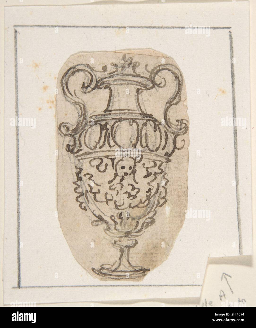 Umriss eines Desins für eine Vase mit zwei Griffen 1652–1725 Giovanni Battista Foggini Italienisch. Umriss eines Desins für eine Vase mit zwei Griffen 346331 Stockfoto