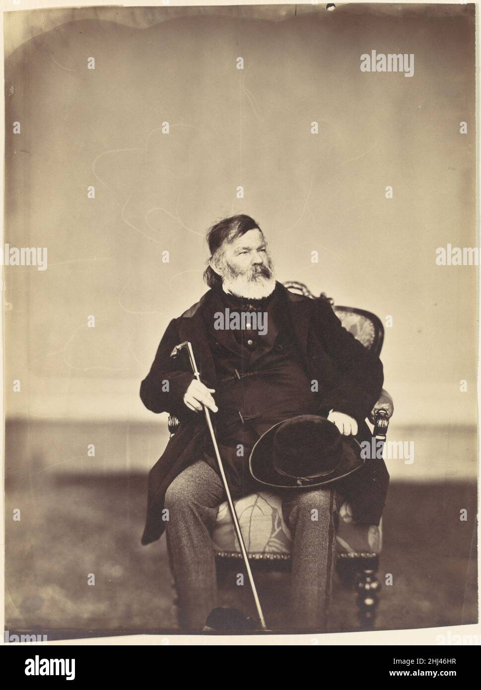 [Sitzender Mann mit Stock und Hut] 1850s–60s Franz Antoine Österreicher. [Sitzender Mann mit Stock und Hut] 269257 Stockfoto