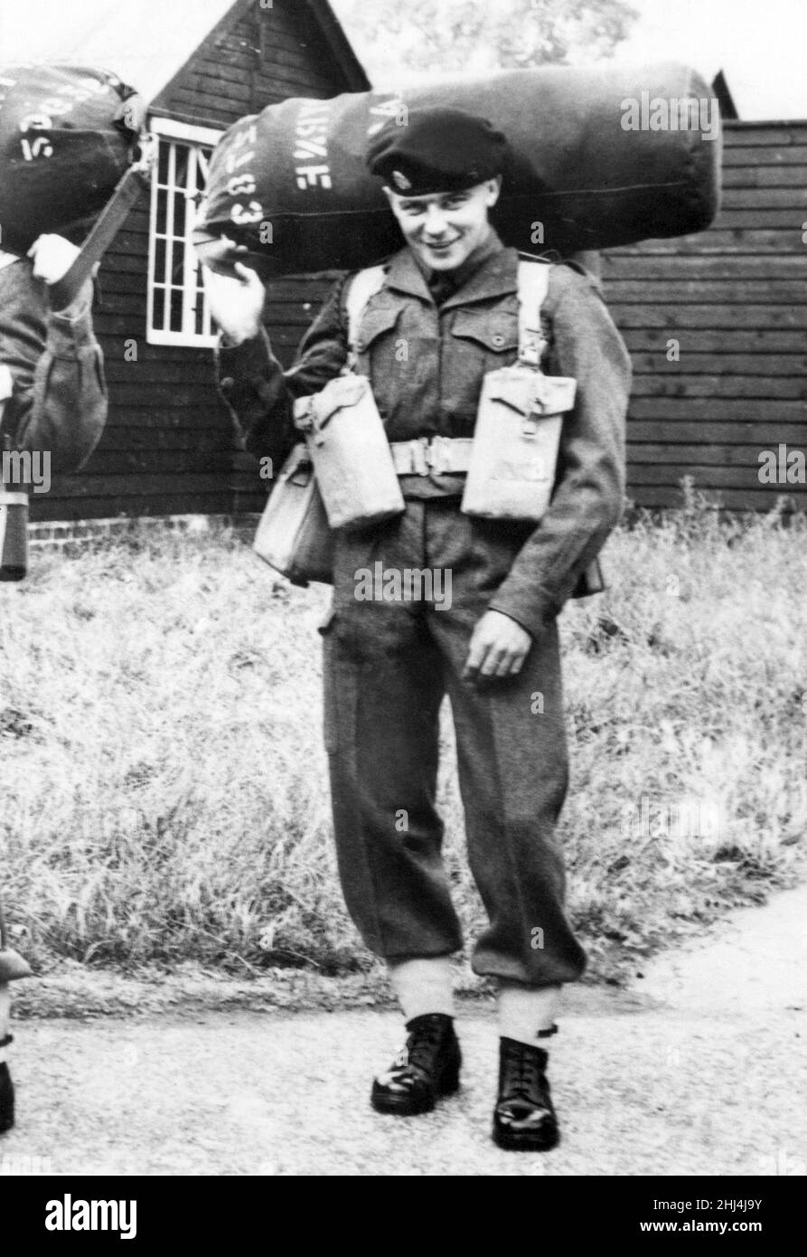 Johnny Byrne Crystal Palace Fußballspieler im Bild, als er 1959 in der Armee war. Er war beim Royal Army Ordanance Corps R.A.O.C. Stockfoto