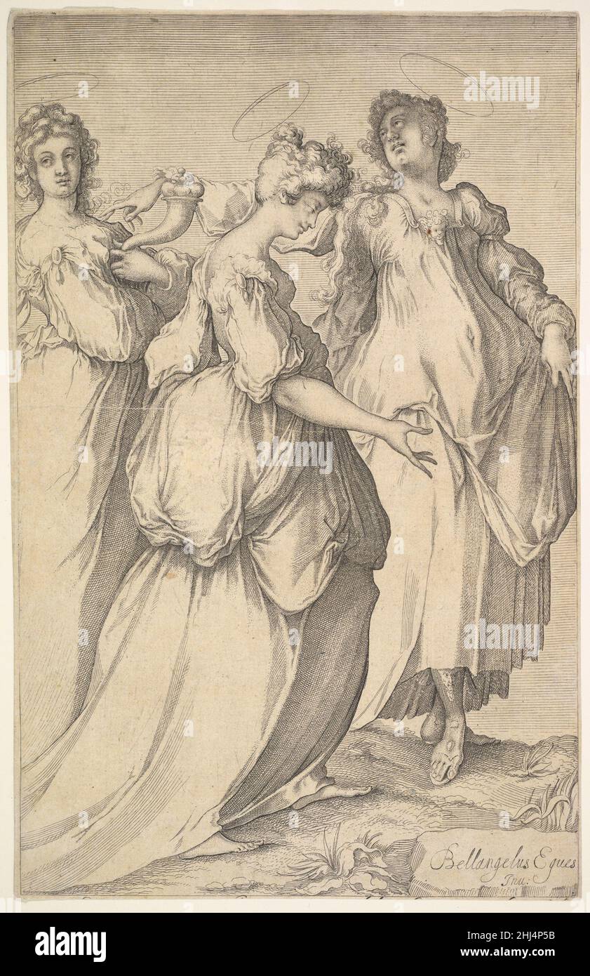 Drei haloierte weibliche Figuren ca. 1610–50 Matthäus Merian der Ältere Schweizer. Drei Haloierte Weibliche Figuren 397291 Stockfoto