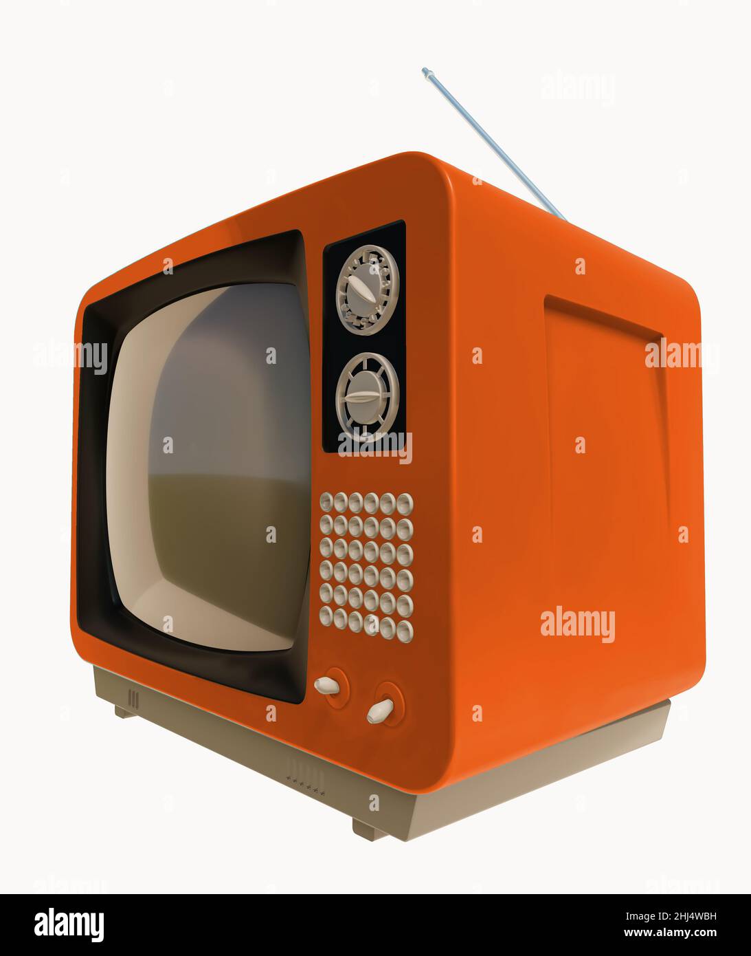 Schwerer alter Vintage-Fernseher isoliert Stockfoto