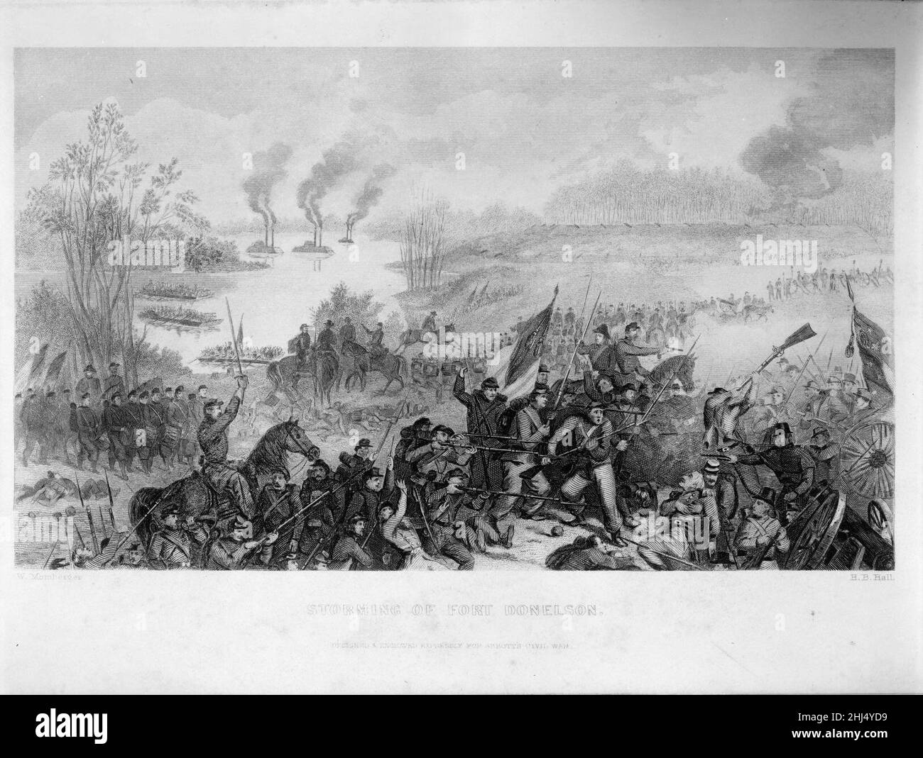 Sturm auf Fort Donelson - W. Momberger ; H.B. Halle. Stockfoto