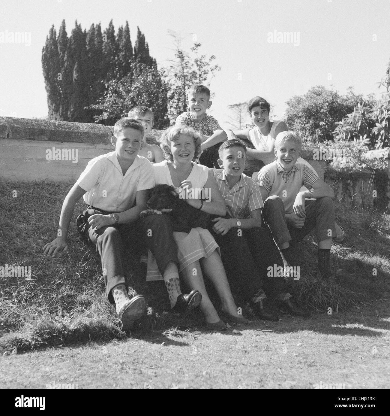 Pestalozzi Village for Children in Sedlescombe, East Sussex, 24th. August 1959. Die Gemeinde ist nach dem Schweizer Pädagogen des 18. Jahrhunderts Johann Heinrich Pestalozzi benannt, der sein Leben der Schließung von Spaltungen in der Gesellschaft durch die Erziehung des ganzen Menschen - Kopf, Herz und Hände - widmete. Stockfoto