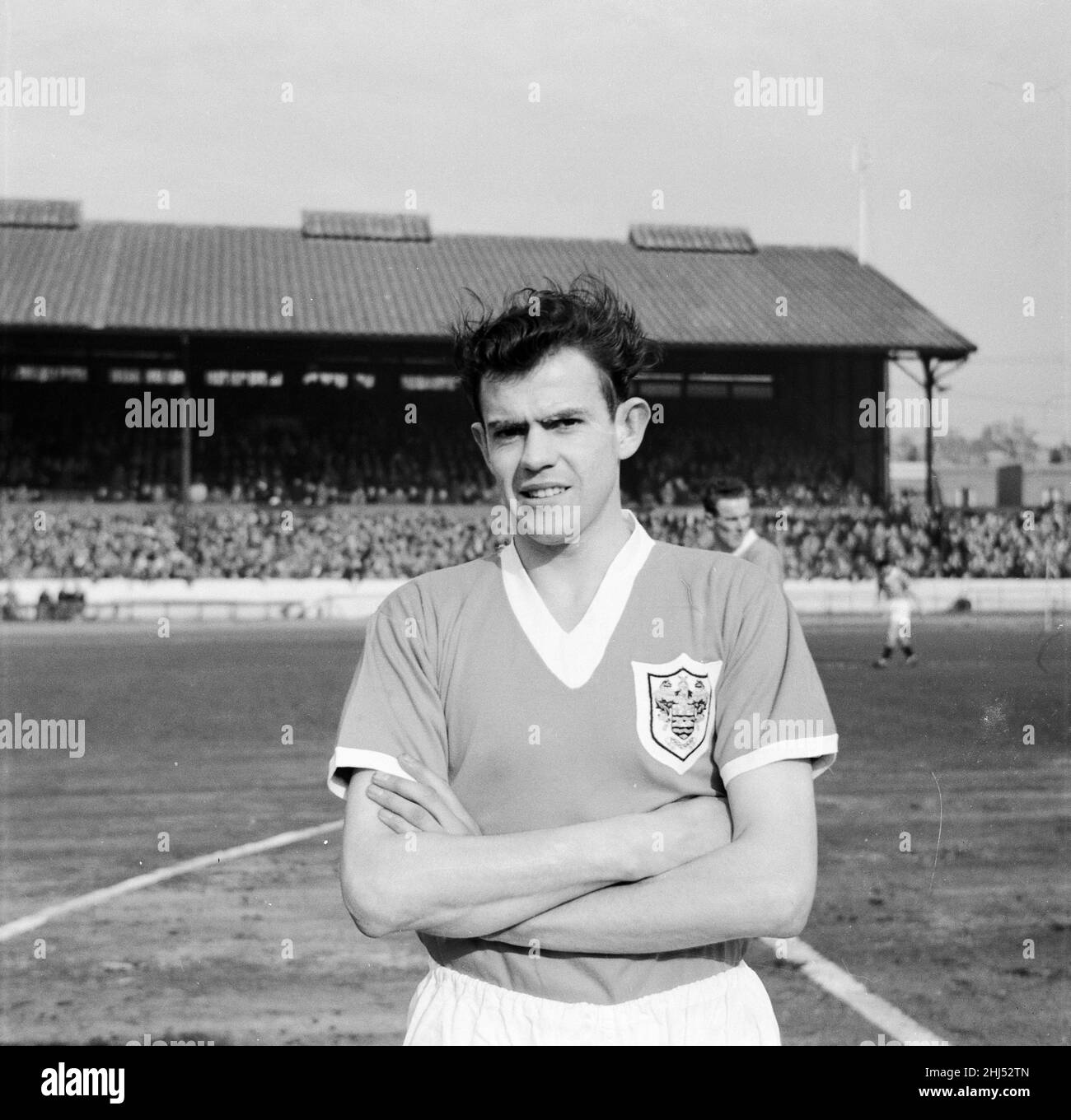 Ray Charnley Blackpool Football Player, Mitte vorwärts 15th. März 1958. Abgebildet in der Bloomfield Road. Stockfoto
