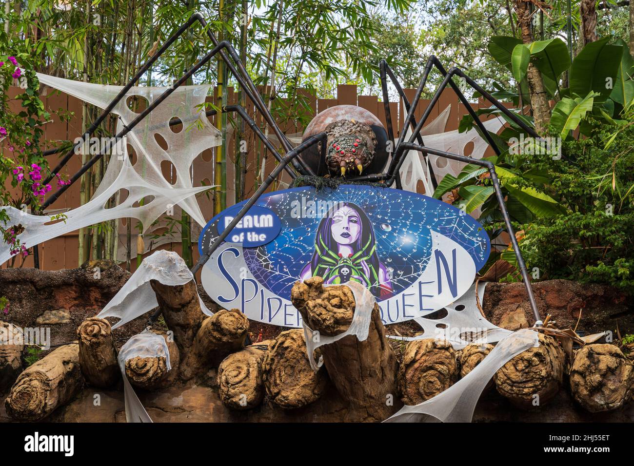 Eintritt zum „Reich der Spider Queen“-Halloween-Event ZooTampa „Creatures of the Night“ - Tampa, Florida, USA Stockfoto