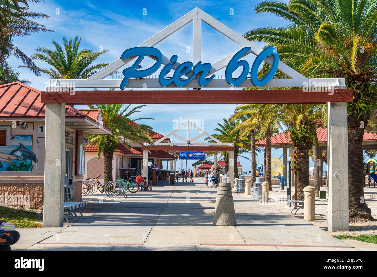 Eintritt zum Pier 60 am Clearwater Beach - Clearwater, Florida, USA Stockfoto