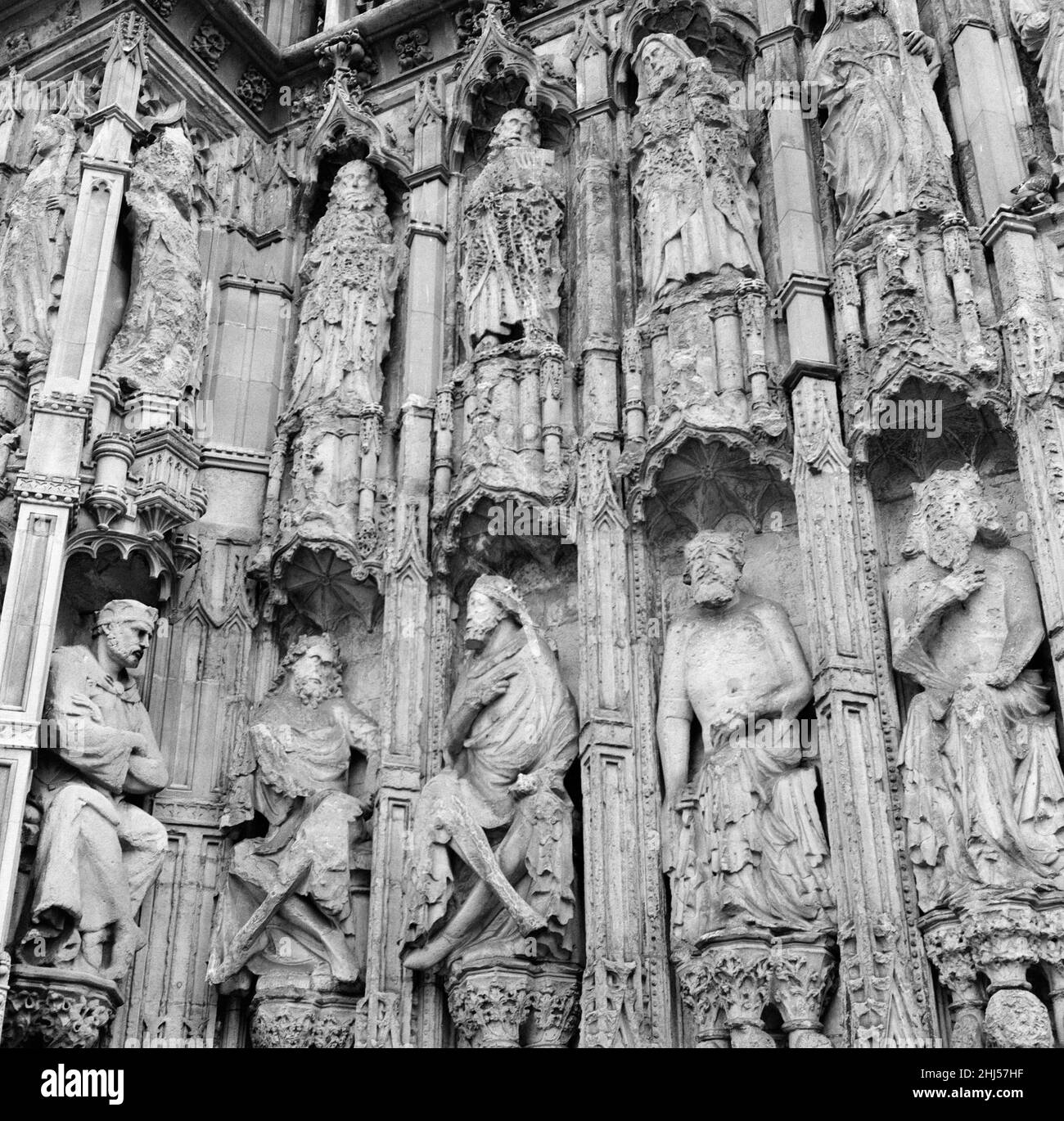 Blick auf die Kathedrale von Exeter, Devon. 13th. April 1961. Stockfoto