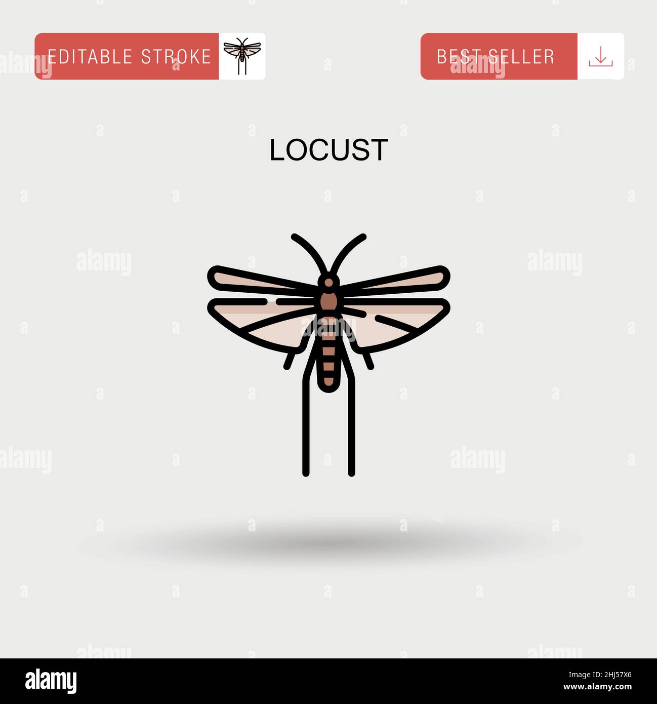 Einfaches Vektorsymbol für die Heuschrecke. Stock Vektor