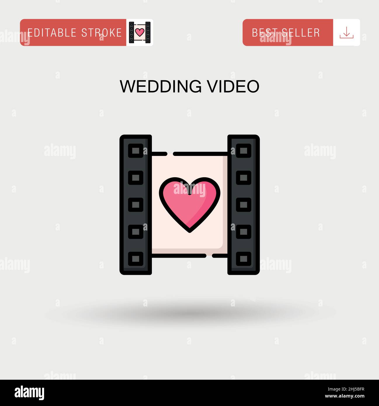 Hochzeitsvideo einfaches Vektor-Symbol. Stock Vektor