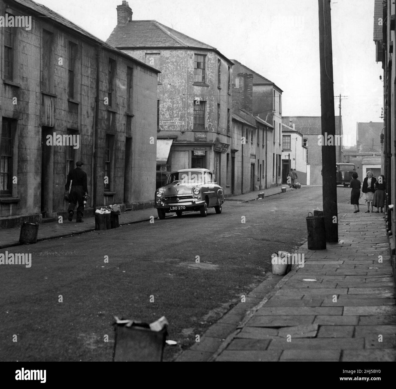 Dock's Area, Butetown, Cardiff, Wales. 3rd. Februar 1958. Stockfoto