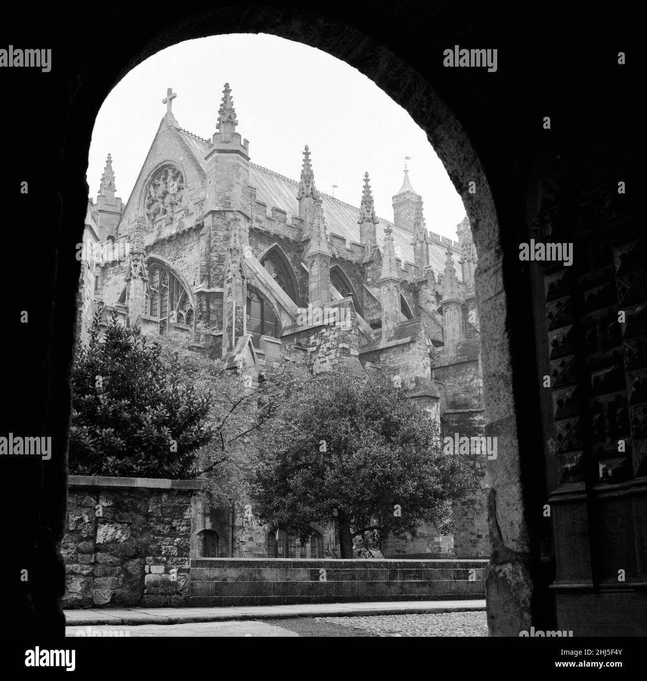 Blick auf die Kathedrale von Exeter, Devon. 13th. April 1961. Stockfoto