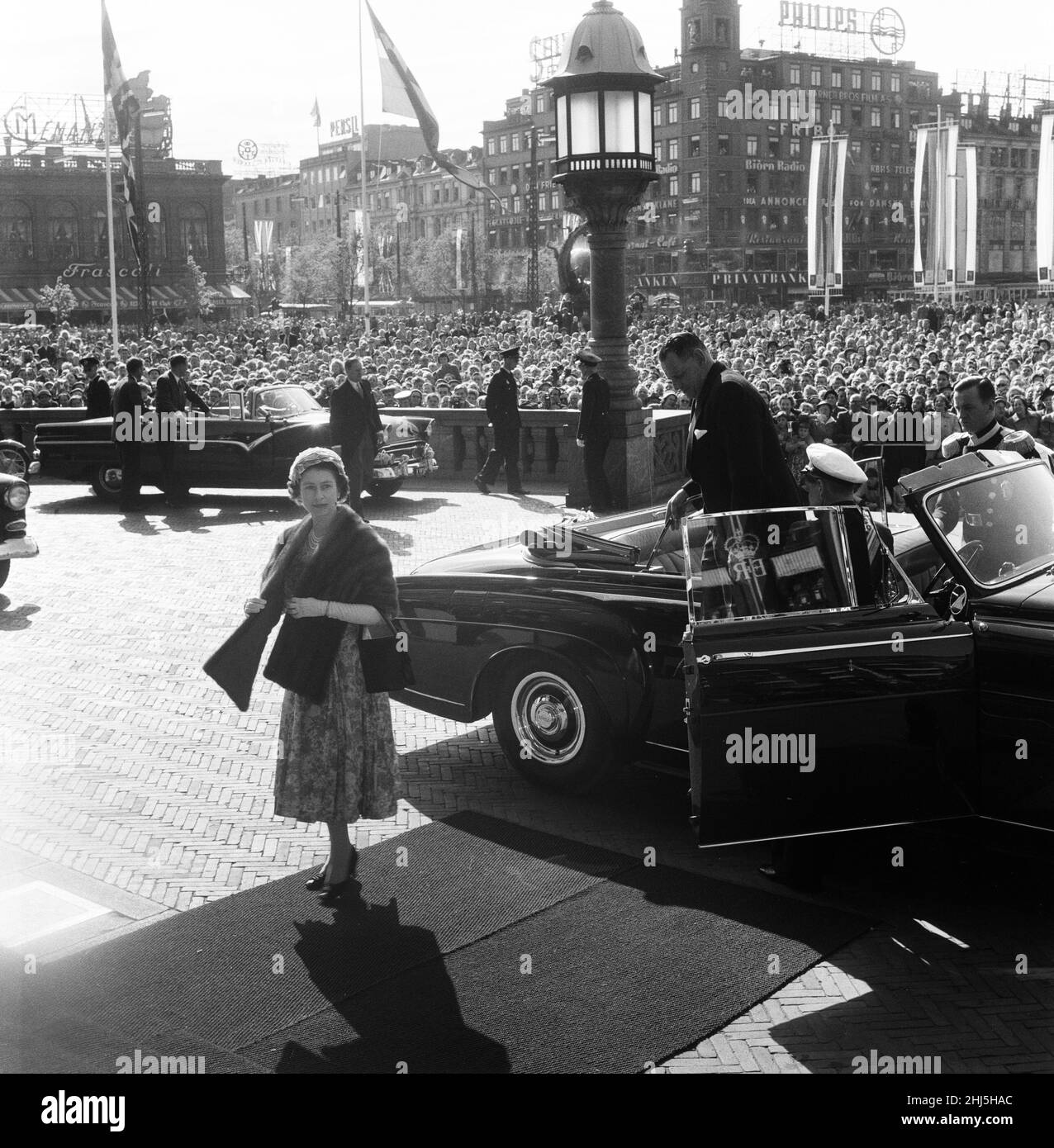 Königin Elizabeth II. Und Prinz Philip, Herzog von Edinburgh, besuchen Dänemark. 23rd Mai 1957. Stockfoto