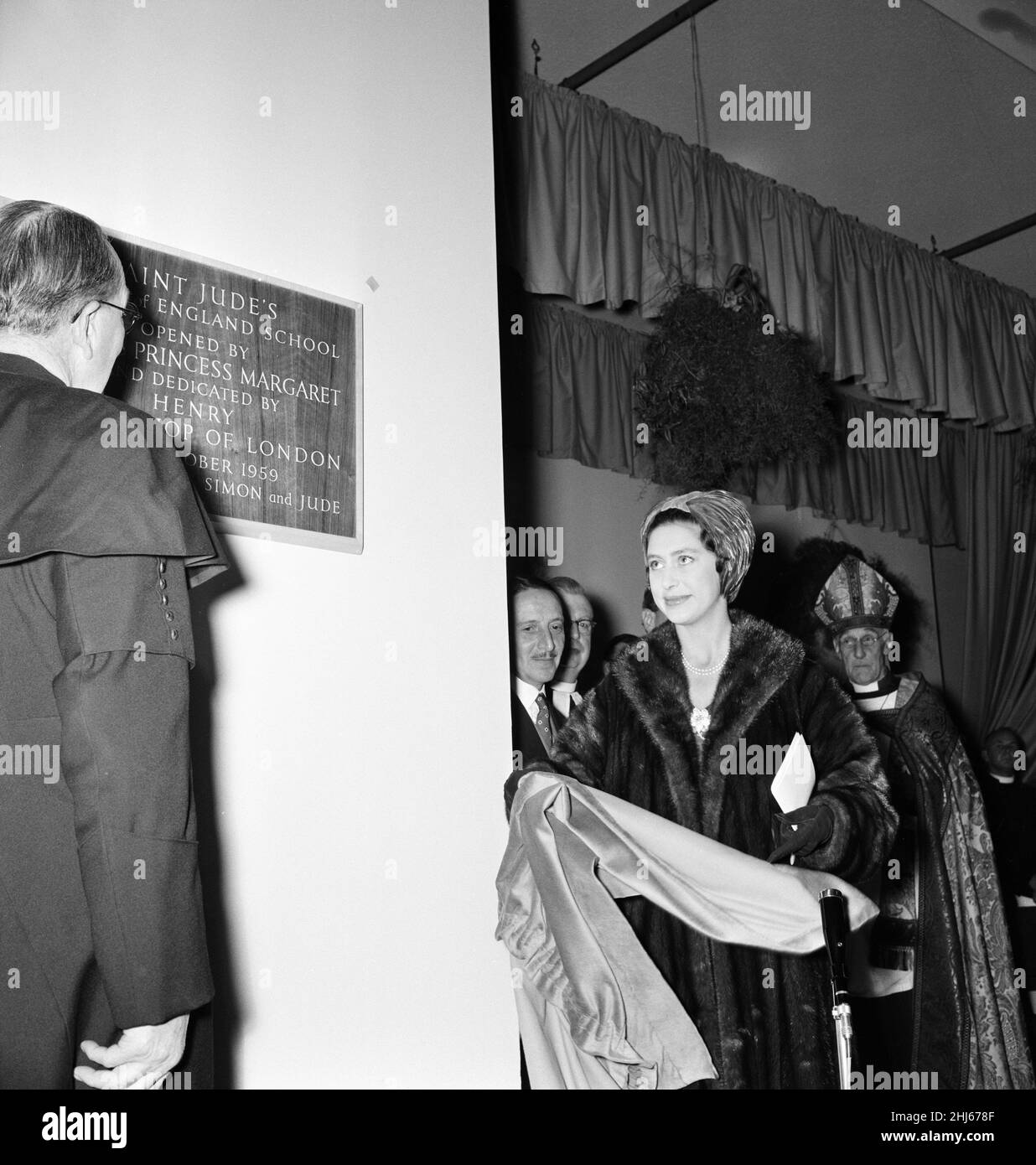 Prinzessin Margaret eröffnet die St. Jude's School, Bethnal Green. 28th. Oktober 1959. Stockfoto