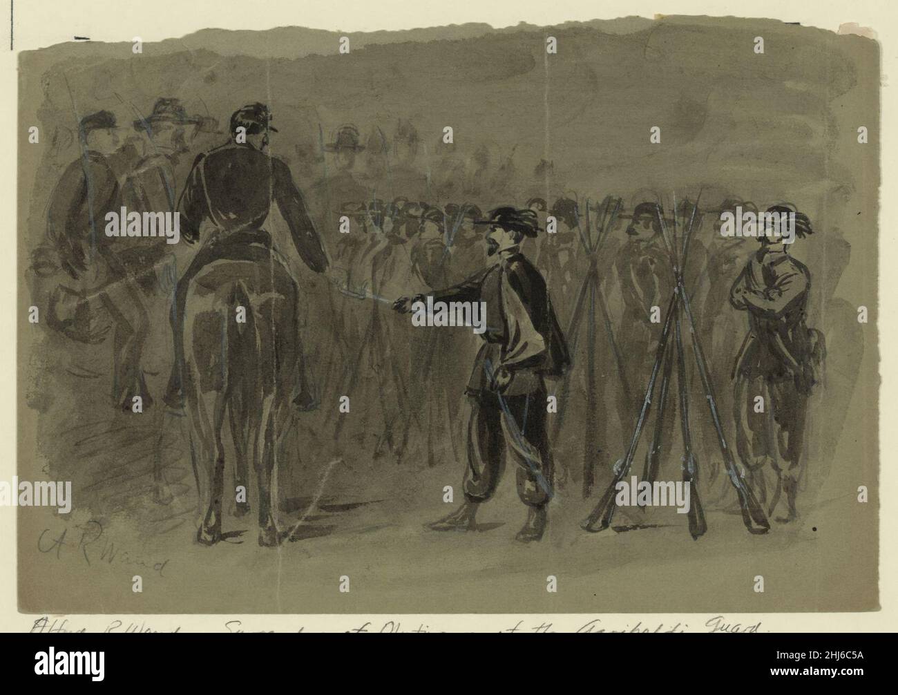 Der revoltierenden Garibaldi Wachen an die US-Kavallerie Übergabe Stockfoto