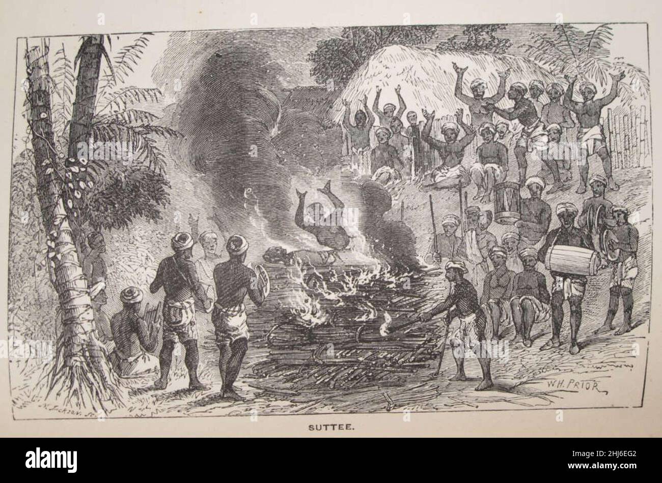 Suttee, aus „Round the World A Story of Travel Compiled from the Narrative of Ida Pfeiffer“, von D. Murray Smith, London, 1878. Stockfoto