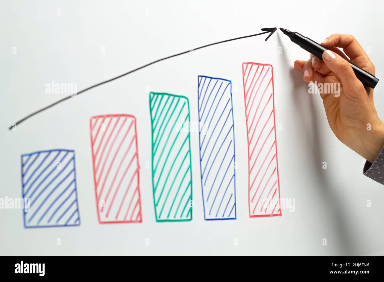 Diagramm für das Finanzwachstum. Wachstumskonzept Stockfoto