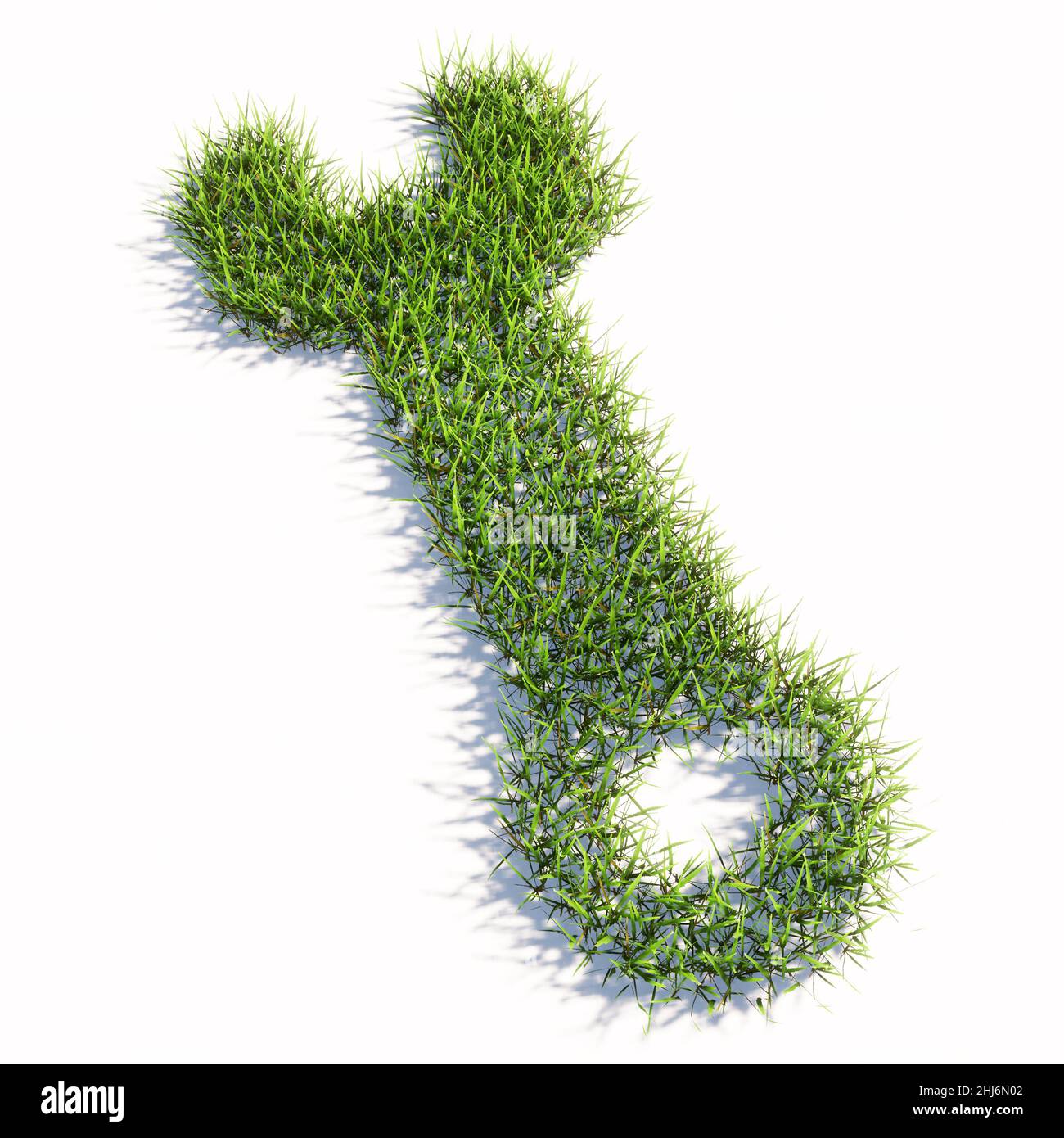 Konzept oder konzeptuelle grüne Sommer Rasen Gras Symbol isoliert weißen Hintergrund, Einstellungen Zeichen. 3d-Illustration Metapher für Verbindung, Engineering Stockfoto