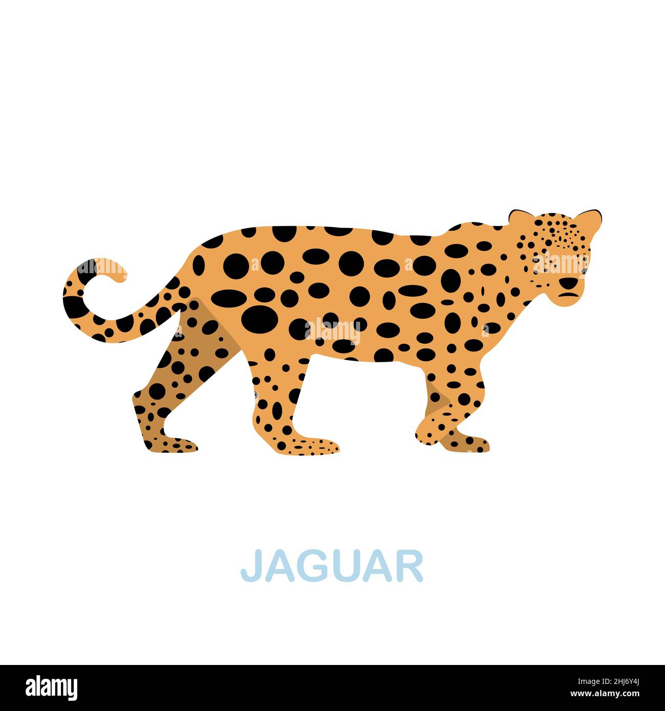 Flaches Jaguar Symbol. Farbiger Elementschild aus der Wildtiersammlung. Flaches Jaguar Icon-Zeichen für Webdesign, Infografiken und mehr. Stock Vektor