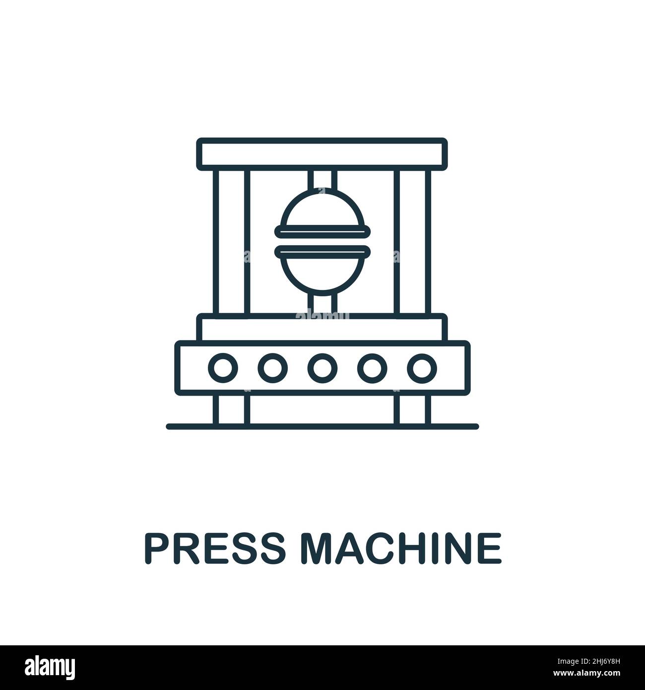 Drücken Sie das Symbol Gerät. Linienelement aus der Maschinensammlung. Linear Press Machine Icon-Zeichen für Webdesign, Infografiken und mehr. Stock Vektor