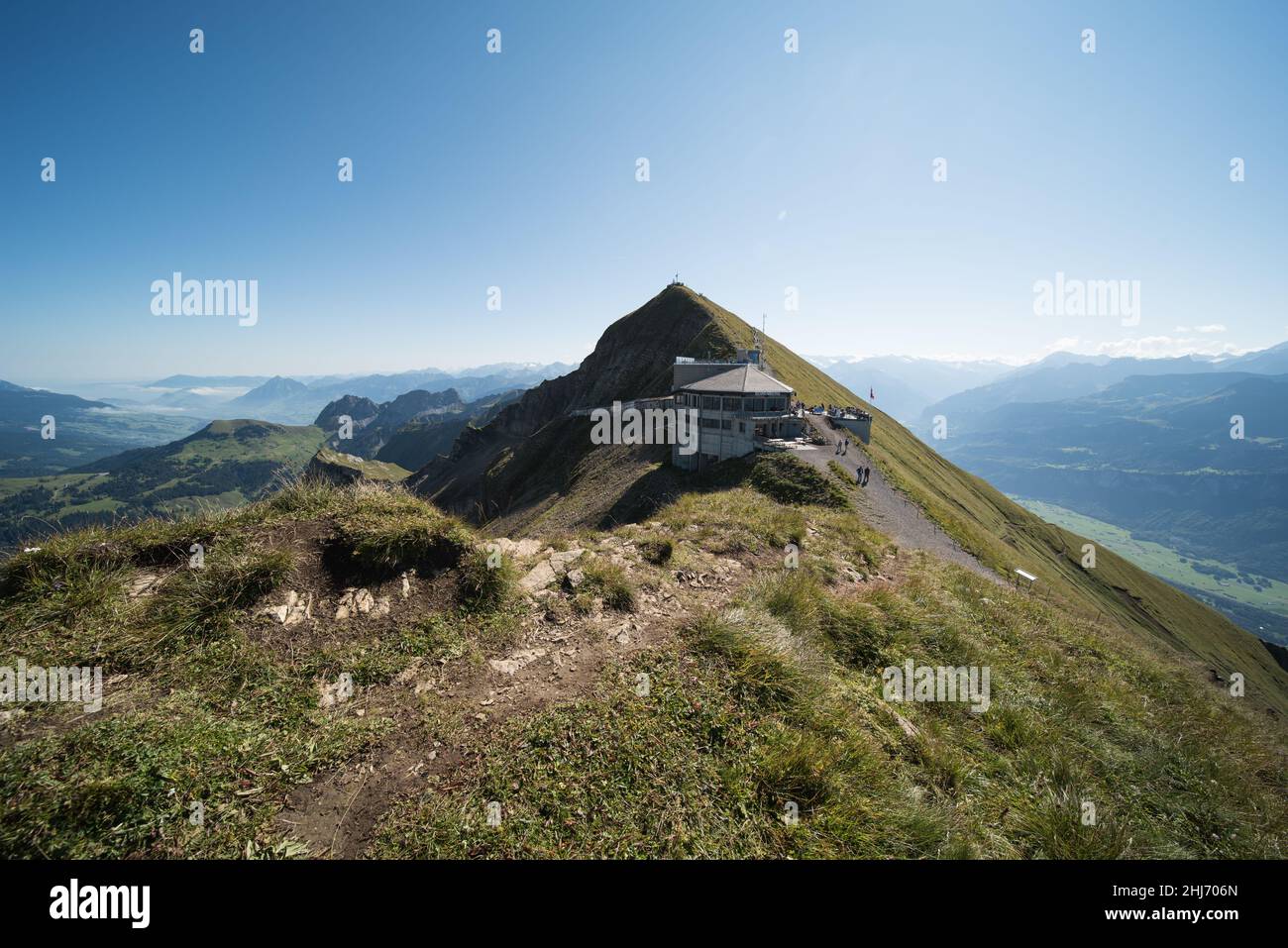 Landschaft in der zentralschweiz, Blick von (Brienzer Rothorn 2.350m). Stockfoto