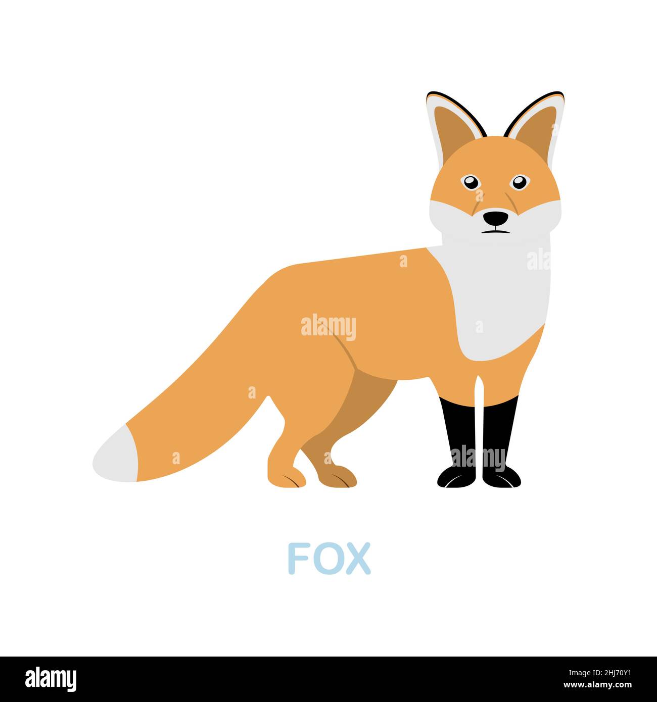Flaches Fox-Symbol. Farbiger Elementschild aus der Wildtiersammlung. Flaches Fox-Icon-Zeichen für Webdesign, Infografiken und mehr. Stock Vektor