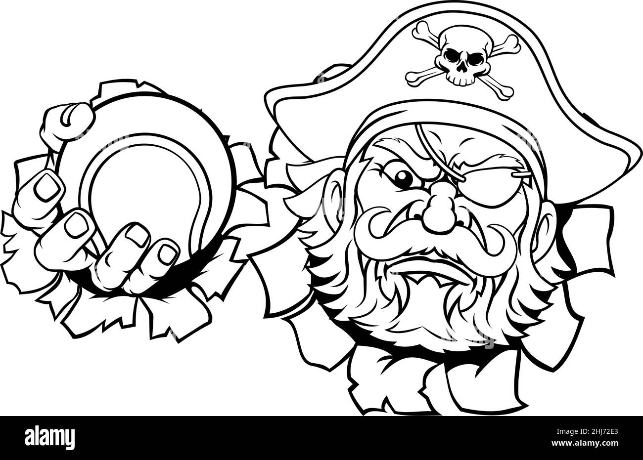 Pirate Tennis Ball Sport Maskottchen Cartoon Stock Vektor