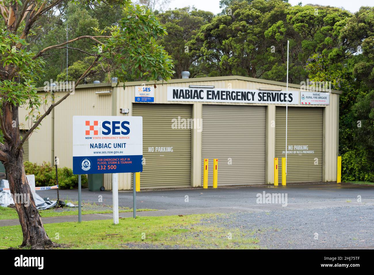 Die Nabiac-Niederlassung des State Emergency Service oder SES und der Rural Fire Brigade an der mittleren Nordküste von New South Wales, Australien Stockfoto