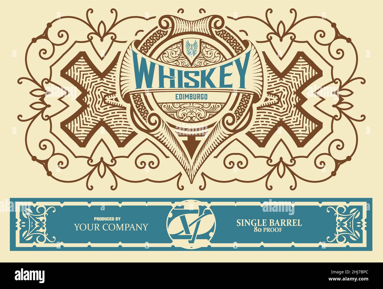 Whisky-Label mit alten Rahmen Stock Vektor