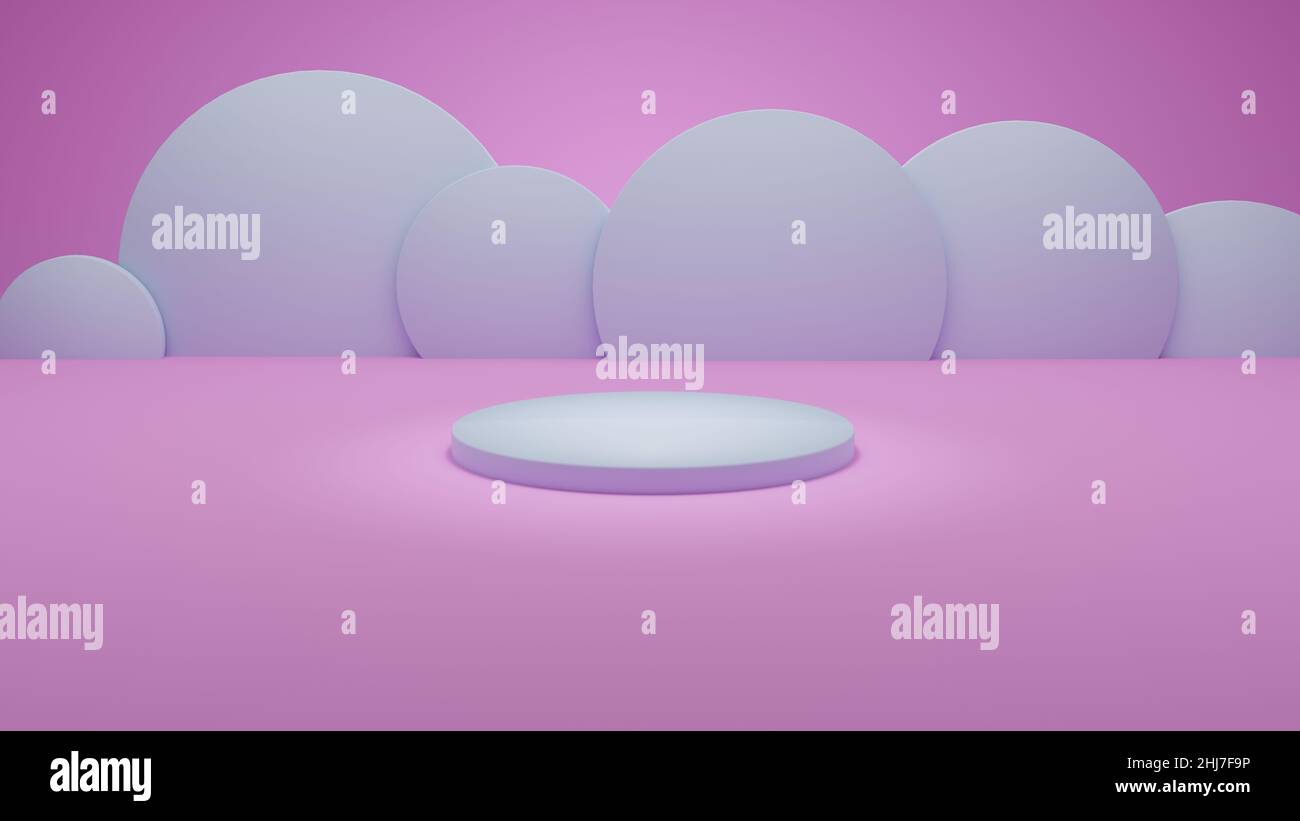 Abstrakt Geometrische 3D Render Kreis Zylinder Podium Hintergrund. Minimalismus Pastellfarben Still Life Style Stockfoto