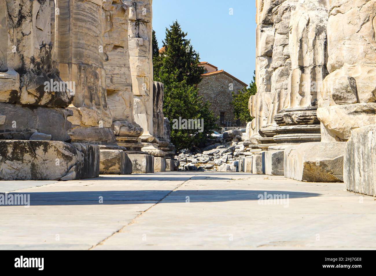 Griechischer Apollotempel in Didim, Türkei. Ruinen eines alten Tempels Stockfoto