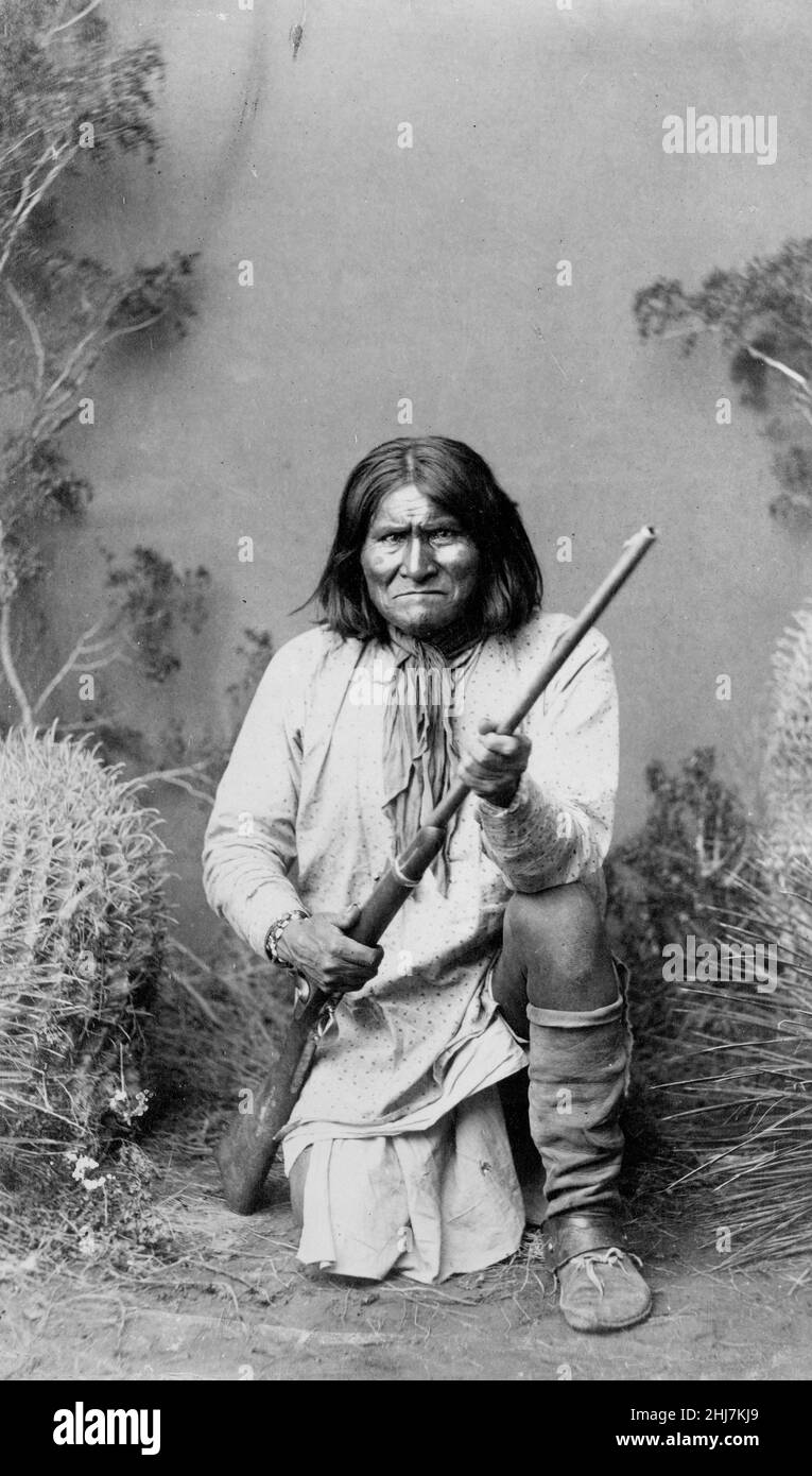 Geronimo, 1829-1909, Stammesführer. Apache. indianisch/indianisch/indianisch. Foto von A.F. Randall, Wilcox, A.T. Stockfoto